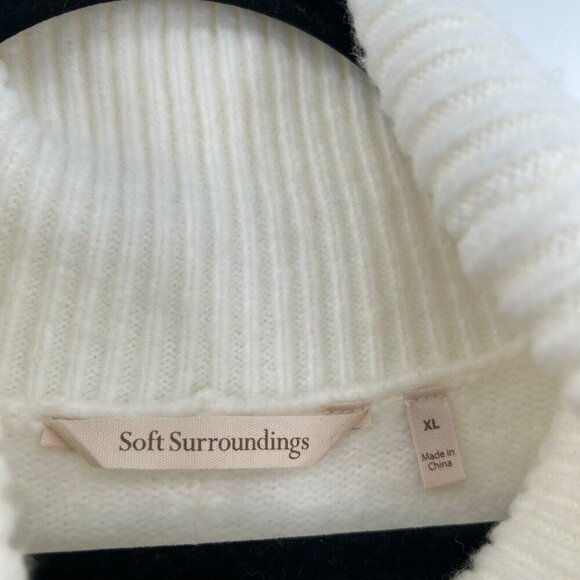 SOFT SURROUNDINGS *Flawed Ivory White Soft Wool Blend Boxy Turtleneck Sweater XL - Picture 6 of 9